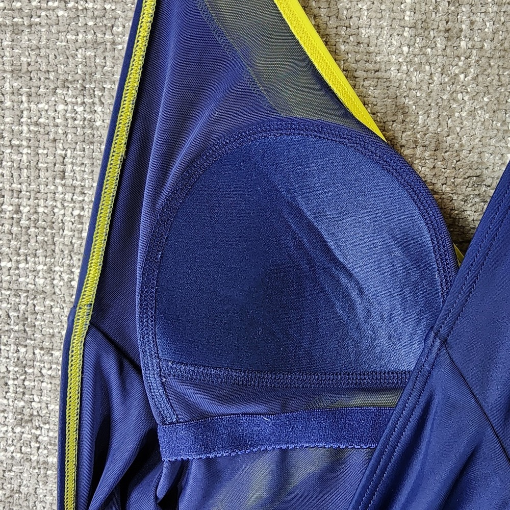 Boden Kefalonia Halterneck Swimsuit Navy Yellow Womens 12R Colourblock One Piece - Picture 10 of 12